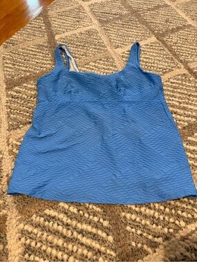 Lands' End Blue Textured Women's Swim Tank Top